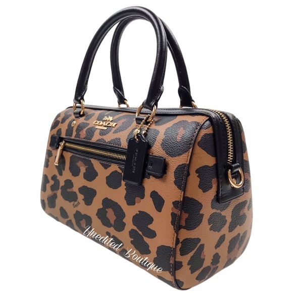 COACH Rowan Satchel Handbag In Leopard Print - Picture 3 of 13